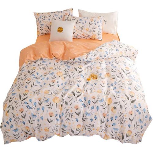  FenDie Potted Plants Bedding Queen Set 3 Piece Cactus Printed Duvet Cover Set Cotton,Pale Yellow for Teens Girls