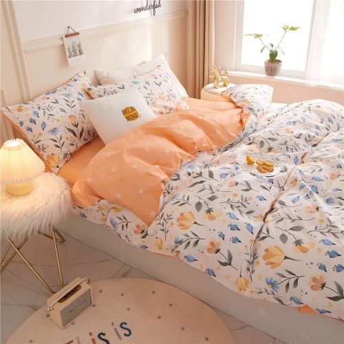  FenDie Potted Plants Bedding Queen Set 3 Piece Cactus Printed Duvet Cover Set Cotton,Pale Yellow for Teens Girls