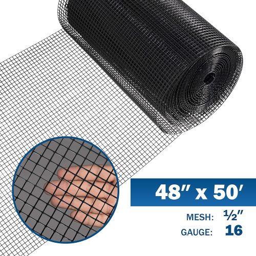  Fencer Wire 16 Gauge Black Vinyl Coated Welded Wire Mesh Size 0.5 inch by 0.5 inch (4 ft. x 100 ft.)