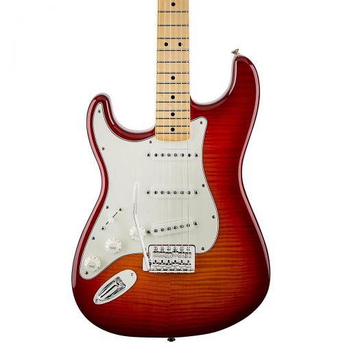  Fender},description:The Standard Stratocaster Plus Top Left-Handed delivers famous Fender tone and classic style, with the added elegance of a flame maple top on the alder body. Ot