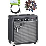 Fender Frontman 10G Guitar Combo Amplifier - Black Bundle with Instrument Cable and Picks