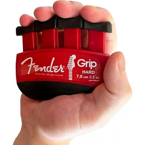  Fender GRIP Hand and Finger Exerciser (Hard - 7lbs / 3.2kg) - Best Ergonomic Finger Strengthener to improve play on all stringed instruments (Guitar, Bass, Violin, etc.)