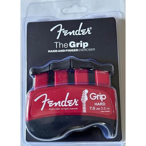  Fender GRIP Hand and Finger Exerciser (Hard - 7lbs / 3.2kg) - Best Ergonomic Finger Strengthener to improve play on all stringed instruments (Guitar, Bass, Violin, etc.)