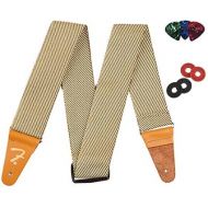 Fender Premium Guitar Strap - Vintage Tweed Bundle with Strap Blocks and Picks