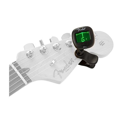  Fender FT-1 Professional Guitar Tuner Clip On, with 1-Year Warranty, Full-Range Chromatic Guitar Tuner with Dual-Rotating Hinges, A4 Calibration