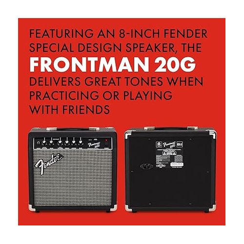  Fender Frontman 20G Guitar Amp, 20 Watts, with 2-Year Warranty 6 Inch Fender Special Design Speaker, 10x16x16 inches