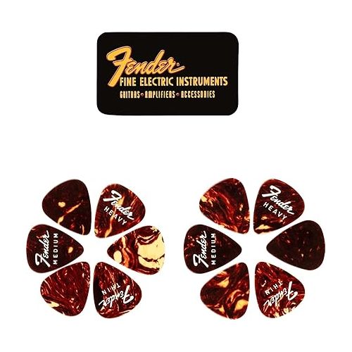  Fender Fine Electric Guitar Picks 351 Shape, 12-Pack Tin