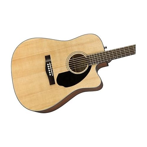  Fender CD-60SCE Solid Top Dreadnought Acoustic-Electric Guitar - Natural Bundle with Gig Bag, Instrument Cable, Tuner, Strap, Strings, Picks, and Austin Bazaar Instructional DVD