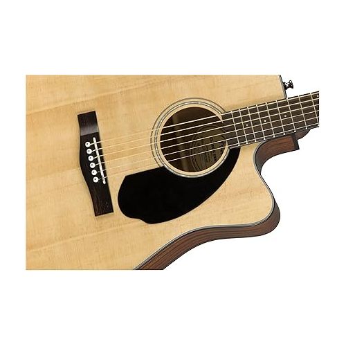  Fender CD-60SCE Solid Top Dreadnought Acoustic-Electric Guitar - Natural Bundle with Gig Bag, Instrument Cable, Tuner, Strap, Strings, Picks, and Austin Bazaar Instructional DVD