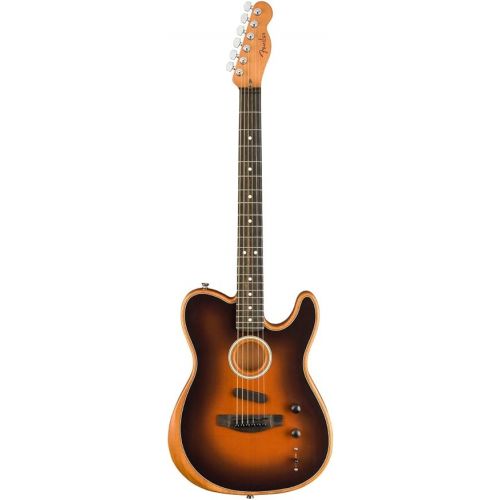  Fender American Acoustasonic Telecaster Acoustic Electric Guitar, Sunburst, Ebony Fingerboard, with Gig Bag