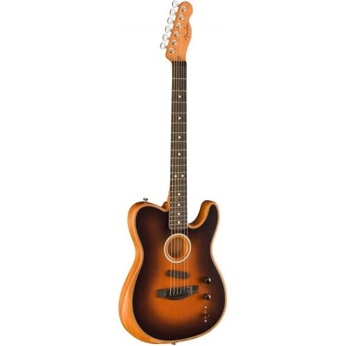  Fender American Acoustasonic Telecaster Acoustic Electric Guitar, Sunburst, Ebony Fingerboard, with Gig Bag