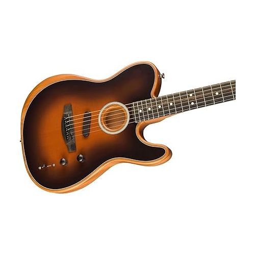  Fender American Acoustasonic Telecaster Acoustic Electric Guitar, Sunburst, Ebony Fingerboard, with Gig Bag