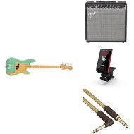 Fender Vintera 60s Modified Telecaster Guitar, Lake Placid Blue + Champion 40 Guitar Amplifier + Original Tuner, Fiesta Red + Deluxe Series Cable, Straight/Angle, Tweed, 10ft