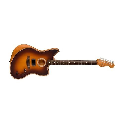  Fender Acoustasonic Player Jazzmaster Acoustic Electric Guitar, with 2-Year Warranty, 2-Color Sunburst, Rosewood Fingerboard, with Gig Bag