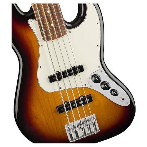  Fender Player 5-String Jazz Bass, 3-Color Sunburst, Pau Ferro Fingerboard