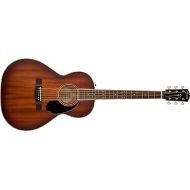 Fender Paramount PS-220E All-Mahogany Parlor Acoustic Guitar, with 2-Year Warranty, Aged Cognac Burst, with Case