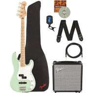 Fender Squier Affinity Precision Bass PJ - Surf Green Bundle with Rumble 15 Amplifier, Instrument Cable, Gig Bag, Tuner, Strap, and Austin Bazaar Instructional DVD