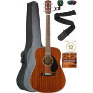 Fender CD-60S Solid Top Dreadnought Acoustic Guitar - All Mahogany Bundle with Gig Bag, Tuner, Strap, Strings, Picks, and Austin Bazaar Instructional DVD