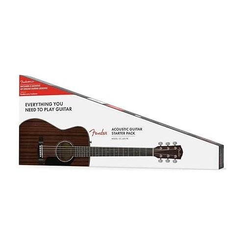  Fender CC-60S All-Mahogany Concert V2 Pack Acoustic Guitar, with 2-Year Warranty, Natural, with Gig Bag and Accessories