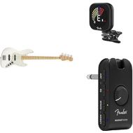 Fender Player Jazz Bass, Polar White, Maple Fingerboard + Mustang Micro Amplifier + Flash 2.0 Rechargeable Tuner