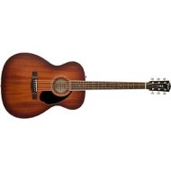 Fender Paramount PO-220E All-Mahogany Orchestra Acoustic Guitar, with 2-Year Warranty, Aged Cognac Burst, with Case