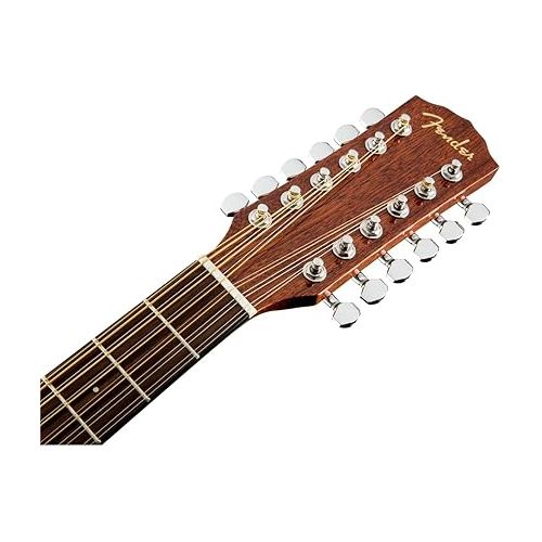  Fender 12-String Acoustic Electric Guitar, with 2-Year Warranty, with Fishman Acoustic Guitar Pickup with Tuner and Equalizer, Rounded Walnut Fingerboard, Glossed Natural Finish, Mahogany Construction