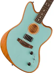 Fender Acoustasonic Player Jazzmaster Acoustic Electric Guitar, with 2-Year Warranty, Ice Blue, Rosewood Fingerboard, with Gig Bag