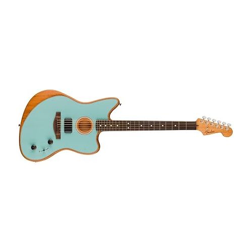  Fender Acoustasonic Player Jazzmaster Acoustic Electric Guitar, with 2-Year Warranty, Ice Blue, Rosewood Fingerboard, with Gig Bag