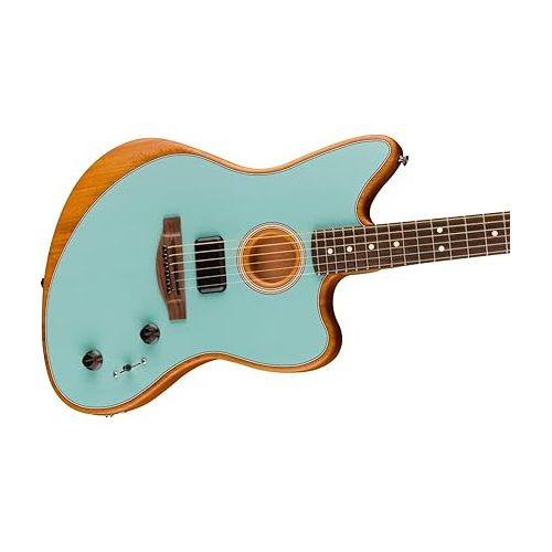  Fender Acoustasonic Player Jazzmaster Acoustic Electric Guitar, with 2-Year Warranty, Ice Blue, Rosewood Fingerboard, with Gig Bag