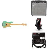 Fender Vintera 60s Modified Telecaster Guitar, Lake Placid Blue + Champion 40 Guitar Amplifier + Original Tuner, Fiesta Red + Deluxe Series Cable, Straight/Angle, Black Tweed, 10ft