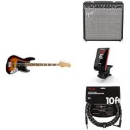 Fender Vintera 60s Stratocaster Guitar, 3-Color Sunburst + Champion 40 Guitar Amplifier + Original Tuner, Fiesta Red + Deluxe Series Cable, Straight/Angle, Black Tweed, 10ft
