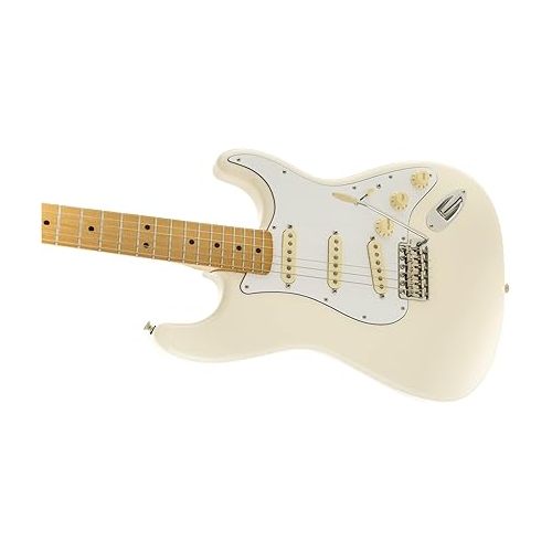  Fender Jimi Hendrix Stratocaster Electric Guitar, with 2-Year Warranty, Olympic White, Maple Fingerboard