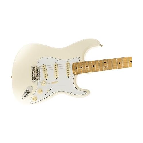  Fender Jimi Hendrix Stratocaster Electric Guitar, with 2-Year Warranty, Olympic White, Maple Fingerboard