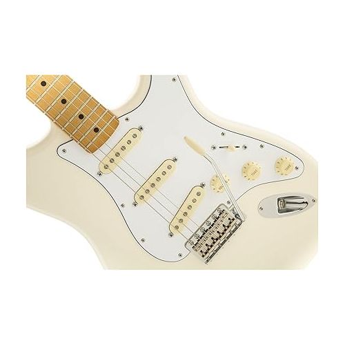  Fender Jimi Hendrix Stratocaster Electric Guitar, with 2-Year Warranty, Olympic White, Maple Fingerboard
