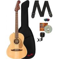 Fender Sonoran Mini Dreadnought Guitar Bundle with Gig Bag, Strap, Clip-on Tuner, Strings, String Winder, Picks, and Austin Bazaar Instructional DVD - Natural