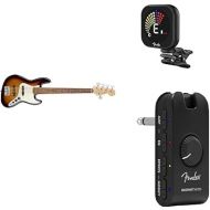 Fender Player 5-String Jazz Bass, 3-Color Sunburst, Pau Ferro Fingerboard + Mustang Micro Amplifier + Flash 2.0 Rechargeable Tuner