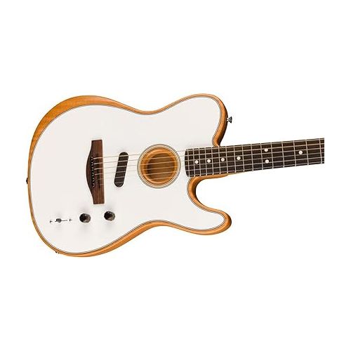  Fender Acoustasonic Player Telecaster Acoustic Electric Guitar, with 2-Year Warranty, Arctic White, Rosewood Fingerboard, with Gig Bag