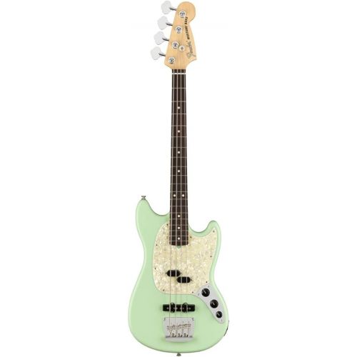  Fender American Performer Mustang Bass, Satin Surf Green, Pau Ferro Fingerboard