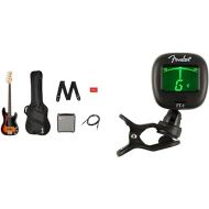 Squier by Fender Precision Bass Guitar Kit, Affinity Series, Laurel Fingerboard, 3-Color Sunburst & FT-1 Professional Guitar Tuner Clip On, with 1-Year Warranty