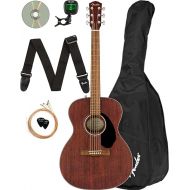 Fender CC-60S Solid Top Concert Size Acoustic Guitar Bundle with Gig Bag, Tuner, Strap, Strings, Picks, Fender Play Online Lessons, and Austin Bazaar Instructional DVD - Mahogany
