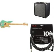 Fender Vintera 50s Precision Bass, Sea Foam Green + Rumble 40 V3 Bass Amplifier + Deluxe Series Cable, Straight/Angle, Black Tweed, 10ft