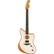 Fender American Acoustasonic Jazzmaster Acoustic Electric Guitar, Arctic White, Ebony Fingerboard, with Gig Bag