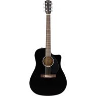 Fender CD-60SCE Dreadnought Cutaway Acoustic Electric Guitar, with 2-Year Warranty, Fishman Pickup and Preamp System, Black