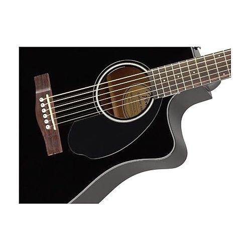  Fender CD-60SCE Dreadnought Cutaway Acoustic Electric Guitar, with 2-Year Warranty, Fishman Pickup and Preamp System, Black