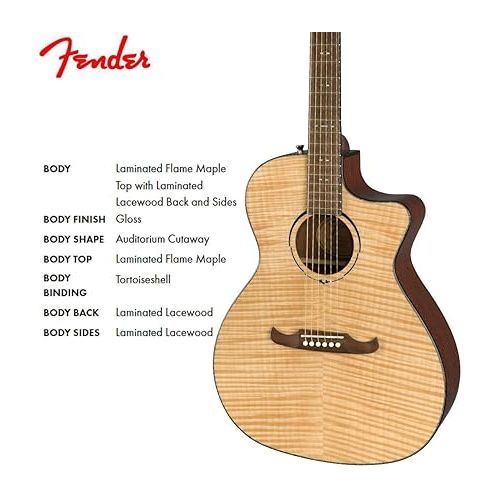  Fender FA-345CE Auditorium Body Style Acoustic Guitar - Rosewood Fingerboard - Natural