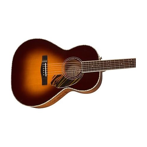  Fender Paramount PS-220E Parlor Acoustic Guitar, with 2-Year Warranty, 3-Color Vintage Sunburst, with Case