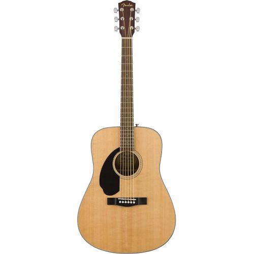  Fender CD-60S Solid Top Dreadnought Acoustic Guitar, Left Handed - Natural Bundle with Hard Case, Tuner, Strap, Strings, Picks, Austin Bazaar Instructional DVD, and Polishing Cloth