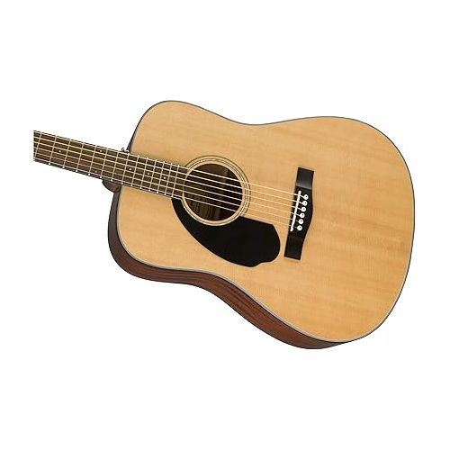  Fender CD-60S Solid Top Dreadnought Acoustic Guitar, Left Handed - Natural Bundle with Hard Case, Tuner, Strap, Strings, Picks, Austin Bazaar Instructional DVD, and Polishing Cloth
