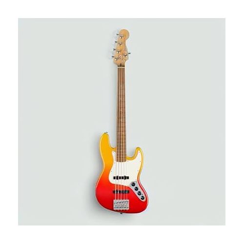  Fender Player Plus 5-String Jazz Bass, Tequila Sunrise, Pau Ferro Fingerboard