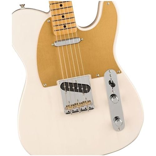  Fender JV Modified 50s Telecaster Electric Guitar, White Blonde, Maple Fingerboard